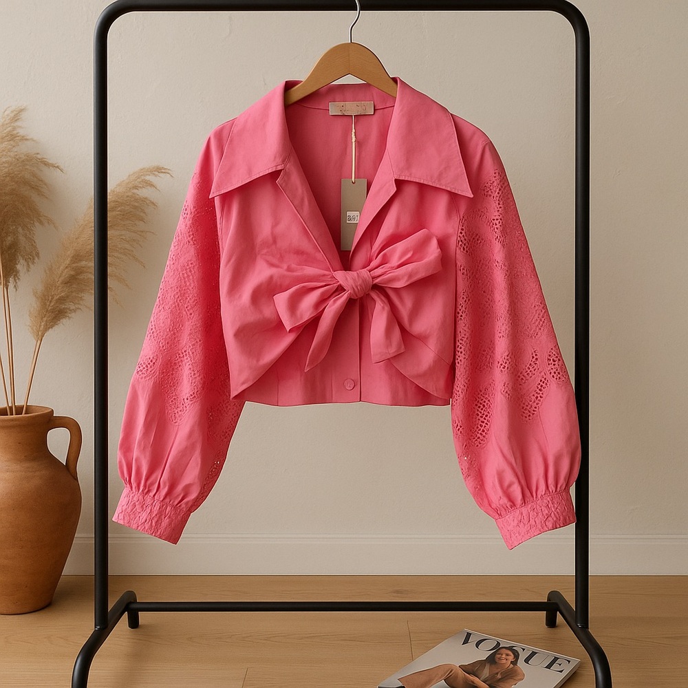 Pink Bow Tie Women's Top